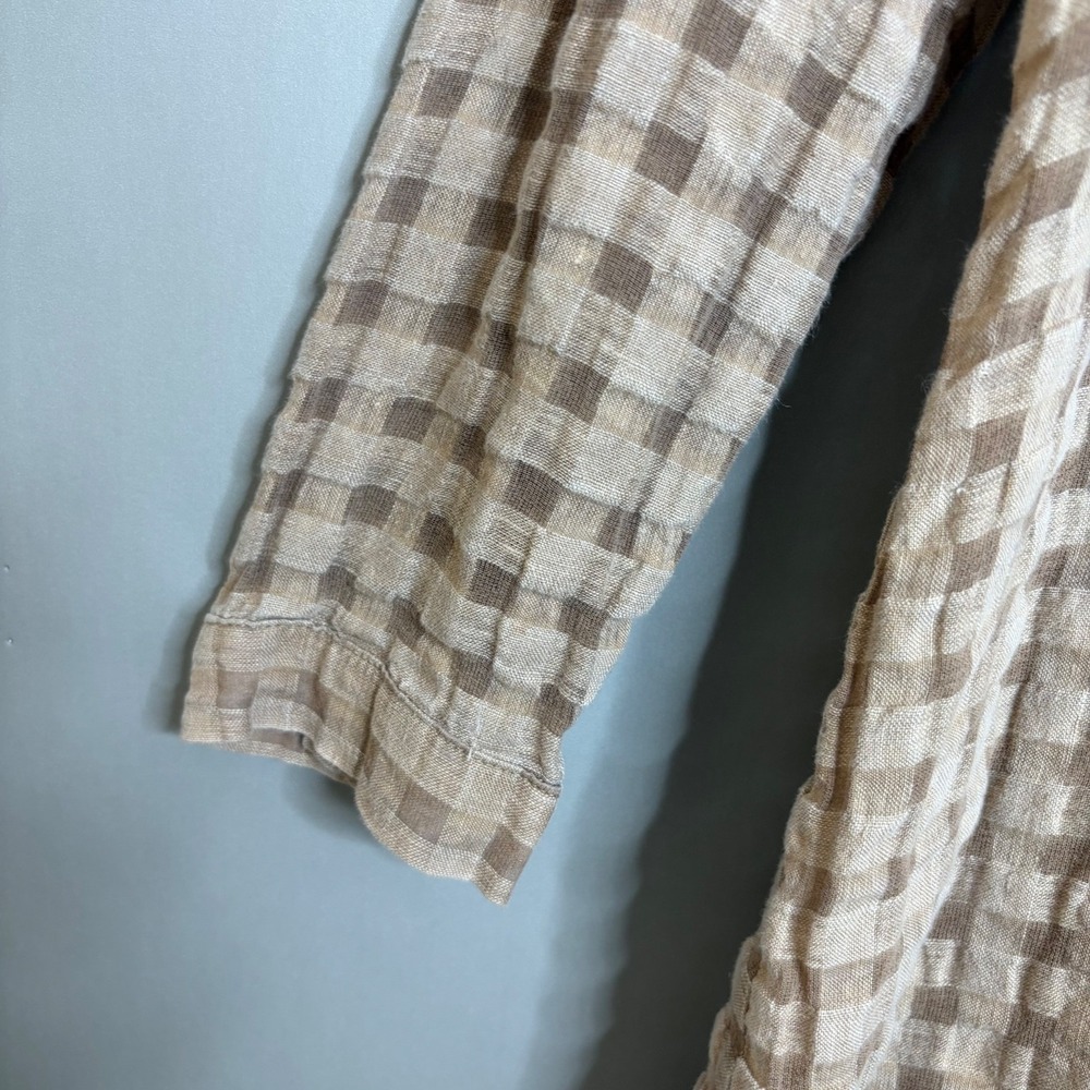 Cabbages & Roses Tunic UK 10 US 6 Tan Linen Cotton Lagenlook Oversize Button Top - Picture 11 of 14